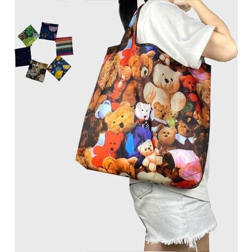 Shopping Bag Reusable Foldable Tote Medium 30 lbs Cute Grocery Bag with Bag Large Capacity Tear Resistant Machine Washable Tote