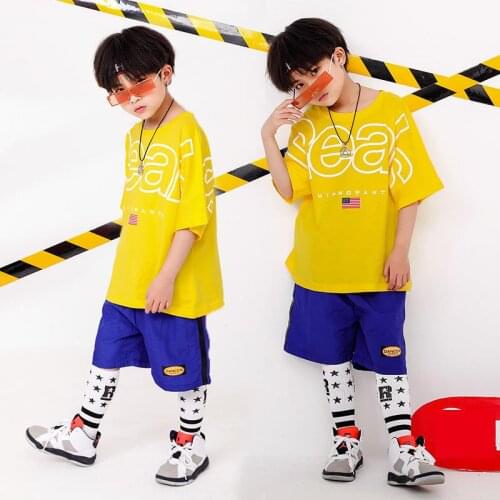 Fashion Girls Boys Hip Hop Dance Clothing for Kids Jazz Ballroom Dancing Costumes Oversized T Shirt Tops Short Jogger Pants Show