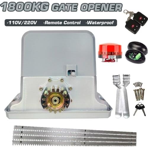 1800kg Waterproof Remote Control Sliding Gate Opener Gear Motor Engine with 4m Steel Rack Automatic Electric Sliding Door Closer