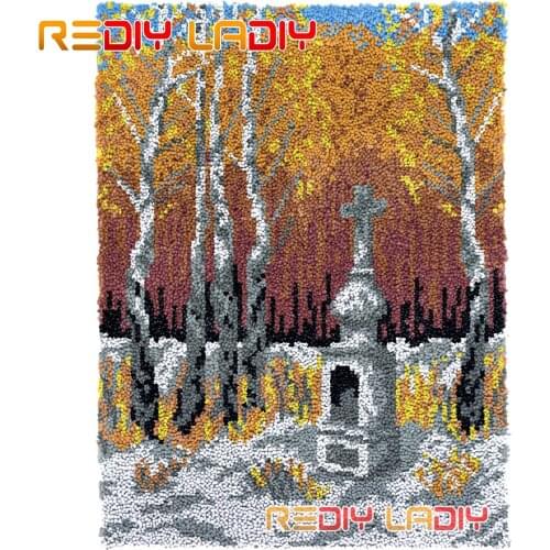 Latch Hook Rug Kits Monument Plush Wall Tapestry DIY Carpet Rug Chunky Yarn Arts Cushion Crocheting Floor Mat Hobby & Crafts