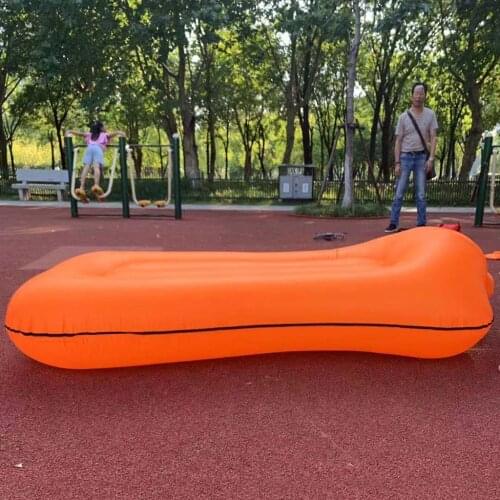 Camping Single Inflatable Mattress Sleeping Relaxing Air Filling Cushion Polyester Inflatable Single High Airbed Mattress