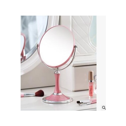 Desktop makeup mirror Europe type double toilet glass mirror portable marry the princess three times the hd zoom lens white pink