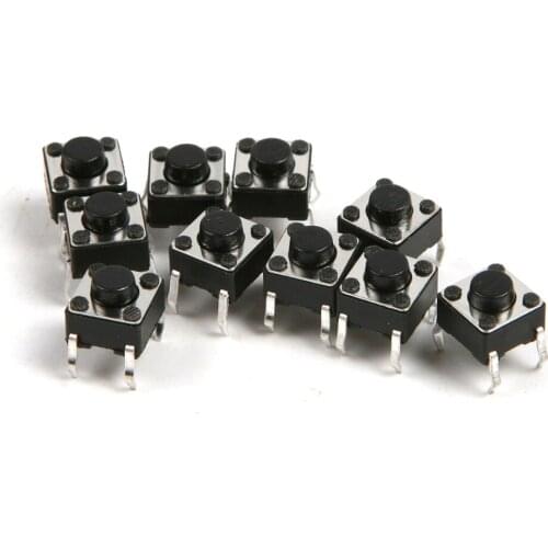 Newest 20/30/40/50/100Pcs 6X6X5mm 4PIN DC 12V/0.1A Push Button Switch Direct Plug-in Self-reset Momentary Tactile Micro Switch