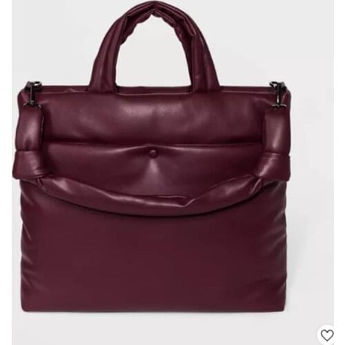 2021 autumn and winter new PU space cotton bag air bag handbag down waterproof messenger bag