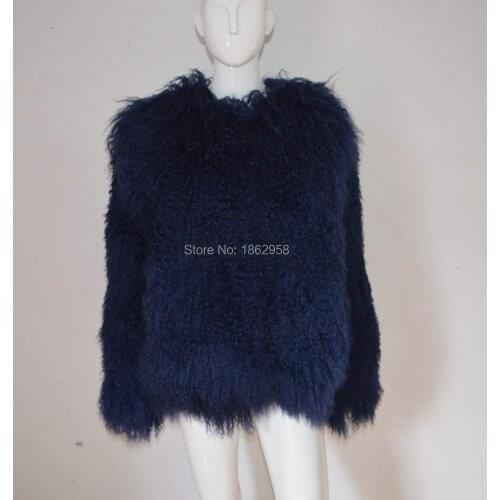 SJ029-03 60CM Custom Dark Blue Beautiful Lamb Sheep Jacket Winter 2019