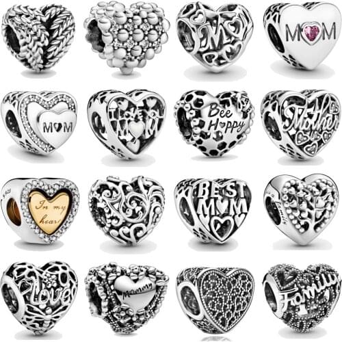 Paylor Hot Sale Silver Color Hollow Love Heart Bead Fit Original Pandora Charms Bracelet Necklace For Women DIY Jewelry Making