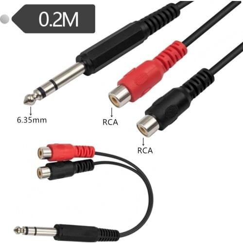 ERE RCA Female to 1/4 '' Splitter Cable, 6.35mm 1/4 inch TRS Stereo Jack Male to 2 RCA Female Plug Y Splitter Adapter Cable