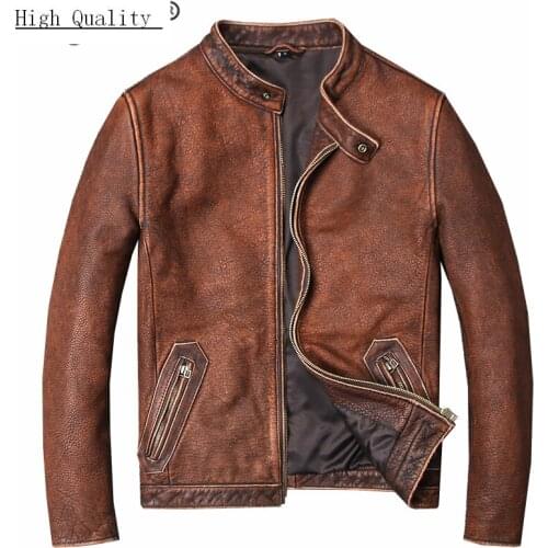 Plus Size Real Leather Coat Men Autumn Winter Clothes 2020 Streetwear Genuine Leather Jacket Fit Mens Leather Jacket 681