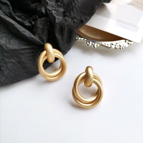 S925 needle Fashion Drop Earrings Hot Selling Popular Design Metal Alloy Matte Golden Plating Dangle Women Earrings Jewelry Gift