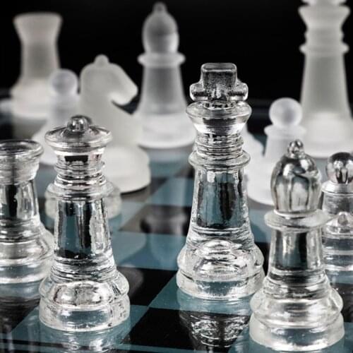 Chess Chess Board Glass Chess Pieces Non-folding Board Decoration X3UA