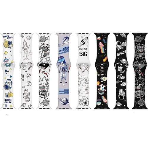 Cool Astronaut Silicone Sport Band Wrist Strap for Apple Watch Series 6 5 4 3 2 1 SE iWatch 38mm/40mm/42mm/44mm