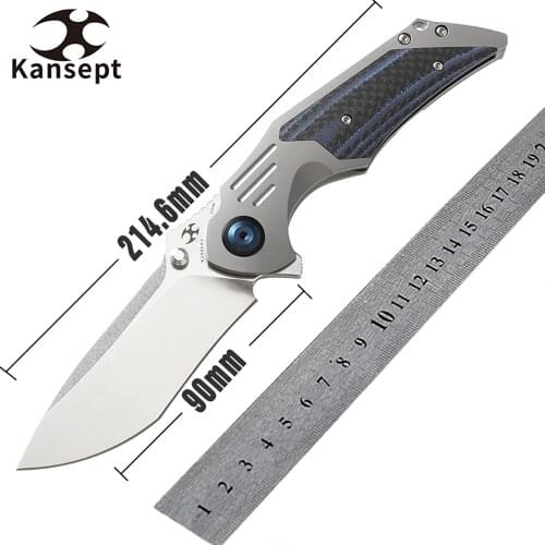 Kansept Folding Knives Delta K1011A2 3.5'' S35VN Blade Titanium Handle Pocket Knife Multi-tool for Hunting,Self Defense
