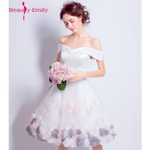 2019 Plus sizes In stock Pink Purple Flower Rose Short prom dresses Robe De Soiree Knee Length Party Evening Dress