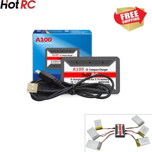 HotRc A100 6 in 1 3.7V Lipo Battery Charger USB Interface 6 Ports For Hubsan X4 Q4 H107L H107C WLtoys JJCR UDI