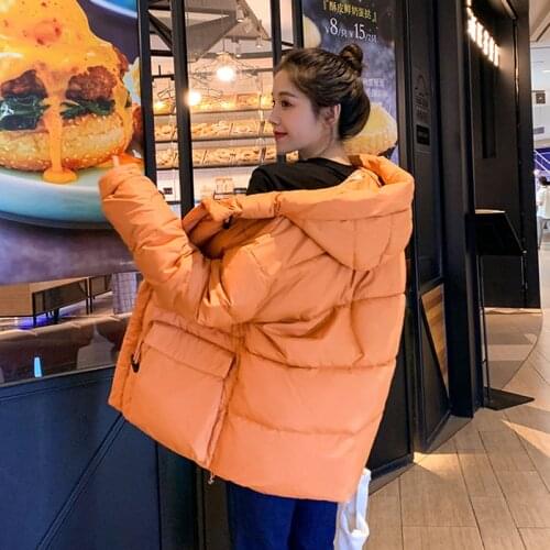 2020 Winter Solid Jacket Women Short Style Oversized Female Cold Coat Korean Style Hooded Stand Collar Cotton Padded Loose Parka