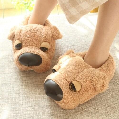Maggies Walker Winter Warm Man Women Home Slippers Animal Dog Paw Plush Slippers Female Thermal Soft Cotton Indoor House Shoes