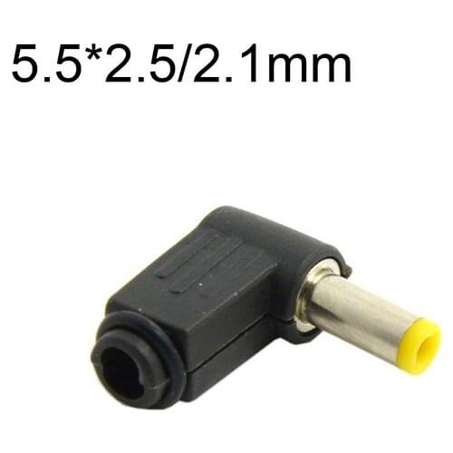 10pcs 90 Degree Right Angled DC Power Male Plug Connector 5.5mm x 2.5mm & 2.1mm Adapter Soldering Type