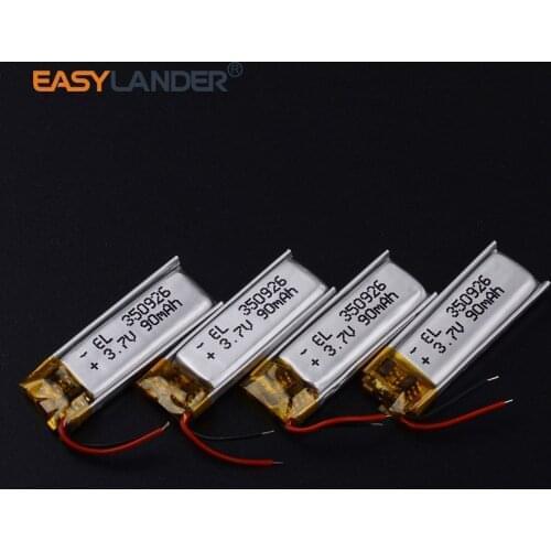 10pcs/Lot Portable 3.7V 90mAh Li-Po Lithium Battery 350926 Rechargeable Batteries For MP3 MP4 Bluetooth Headset GPS pos machines