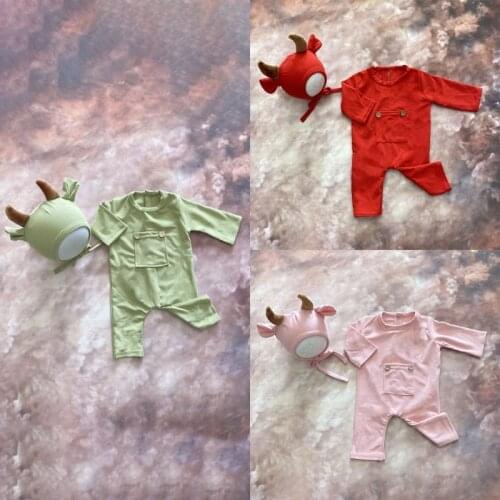 2 Pcs Baby Hat Romper Bodysuit Set Newborn Photography Props Outfit Infants Photo Shooting Clothing 69HE