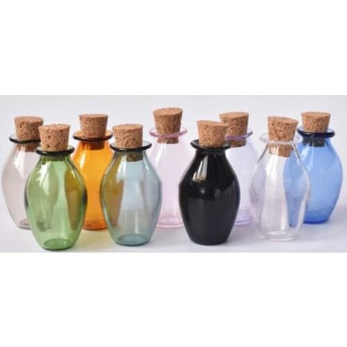 2pcs Mini Glass Color Bottles With Cork Little Bottles Gift Tiny Jars Vials 9Colors Cute Bottles