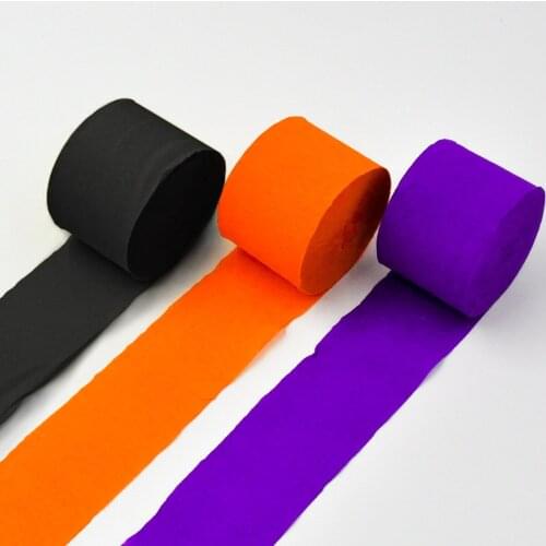 3pcs Halloween Crepe Paper Streamers for Halloween Party Home Room Wall Hanging Decorations Black Orange Purple Crepe Paper Roll