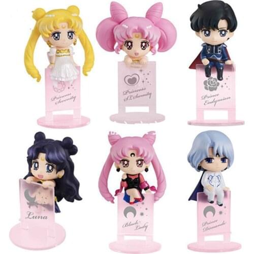 Anime Sailor Moon Tsukino Usagi Tea Cup Decorations Action Figures Kids Toys Mars Mercury Jupiter Saturn Anime Model Doll Gifts