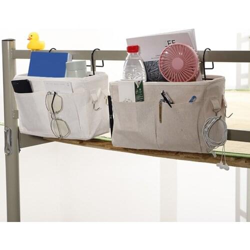 Large Hanging Bedside Storage Bag Organizer Dorm Room Holder for Bed Rail Pocket Flashlights Water Bottles