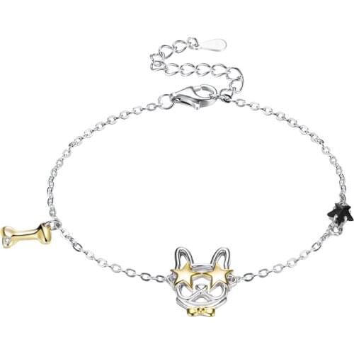 ZEMIOR 925 Sterling Silver Bracelet For Women Luxury Austria Crystal Bracelets Animal Dog And Bone Sport Style Fine Jewelry
