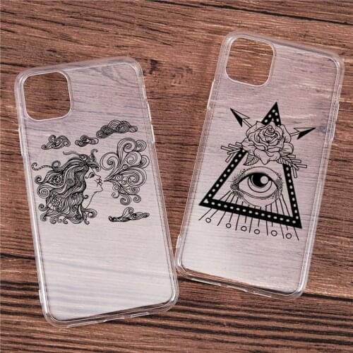 Bohemian Witchcraft Style Phone Case for iPhone 11 12 Mini Pro Max X XR XS 7 8 6 6S Plus SE 2020 Transparent TPU Back Cover