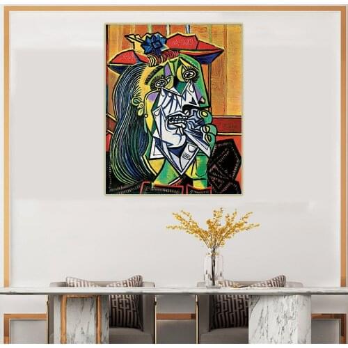 Citon Pablo Picasso《The Weeping Woman》Canvas Oil Painting Abstract Poster Painting Decorative Picture Wall Decor Home Decoration