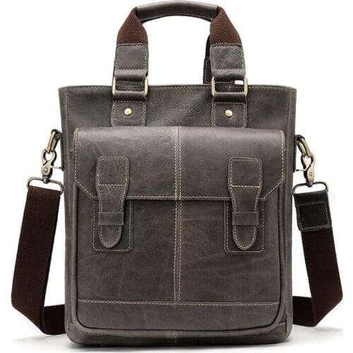 Business Mens Bag Genuine Leather Messenger Bag Mens Shoulder Bags Laptop Briefcase Totes Male Zipper Crossbody Bags for Men