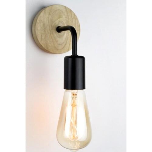 E27 Wooden Wall Light AC85-265V Wood Vintage Sconce Wall Lamp Bedside Lamp for Bedroom Indoor Lighting Industrial Decorative