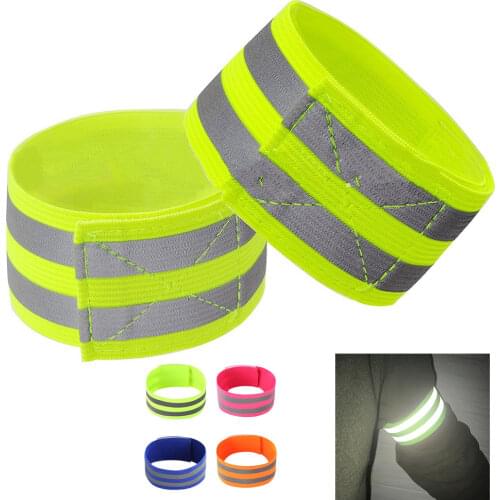 2Pcs Double Reflective Armband Wristband Belt Strap Outdoor Sport Night Running Cycling Jogging Safety Reflector High Visibility