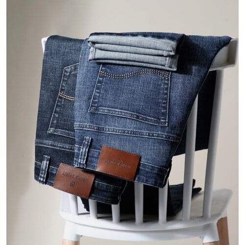 2020 autumn winter brand clothing new slim straight jeans classic fashion pocket youth mens cotton casual trousers blue gray