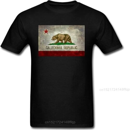 Vintage Tees California Republic T-shirt State Flag T Shirt Men Black Tshirt Bear Summer/Autumn Top Hot Sale Clothes 100% Cotton