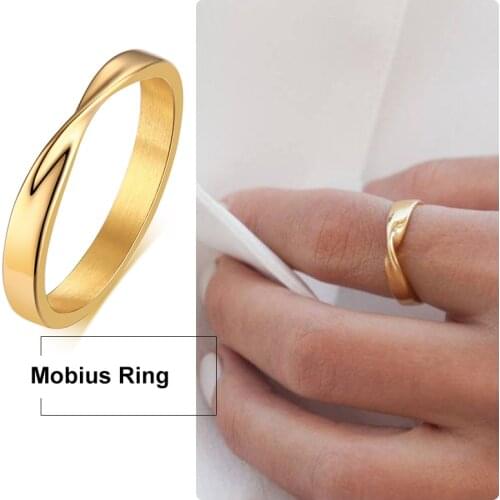 Thin 3mm Womems Mobius Ring Charm Stainless Steel Twist Mobius Wedding Ring Infinite Love Gitfs