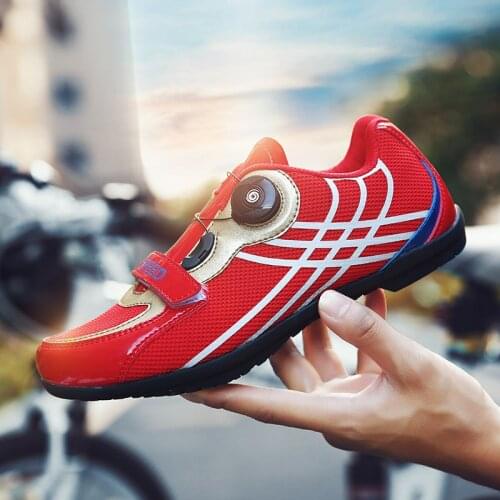 Cheap Couple Cycling Shoes Men SPD Ultralight Breathable Road Bicycle Shoes Men Outdoor Fluorescence Sports Bike Sneakers Man