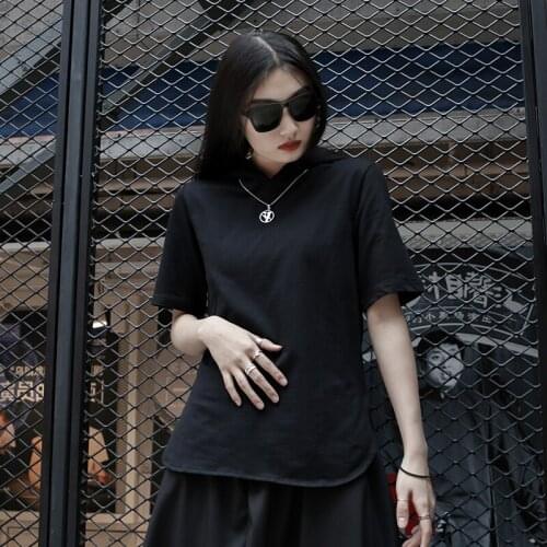 Summer 2021 hooded Short Sleeve T-Shirt Top summer Hoodie big womens personality dark mountain style trend