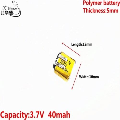 3.7V 40 mAh 501012 Li batteria Ai Polimeri di Li Batteria agli ioni di litio Per Il FAI DA TE 3D classi mp3 penna di Registrazio