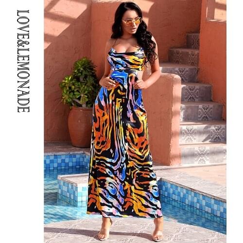 LOVE&LEMONADE Sexy Tube Top Strap Cut Out Color Zebra Print A-Line Summer Midi Dress LM83257