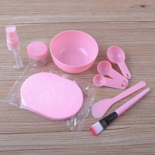 Facial Mask Mixing Bowl Set, 9pcs DIY Face Mask Mixing Tool Kit with Face Mask Brush Facial Mask Bowl Stick Spatula Gauges, Pink