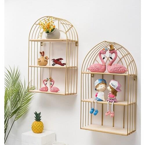 Punch-free Wall Shelf Partition Wall Hanging Shelf Bookshelf Living Room Wrought Iron Wall Decoration