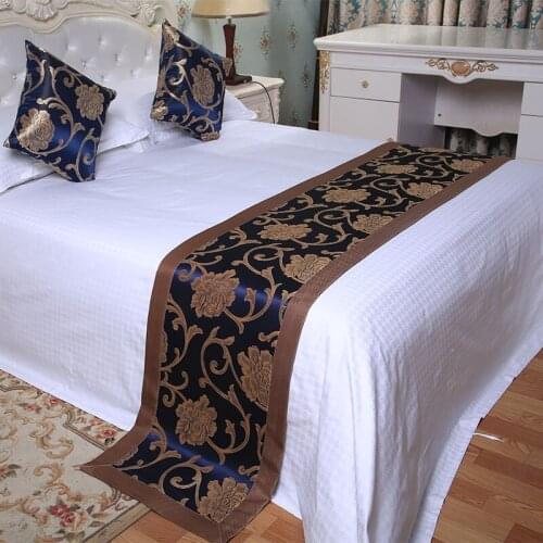 Peony Pattern Chinese Style Bed Runner Red Blue Bed Spread High Quality Bed Flag Home Hotel Decoration Pillowcase Bed Cover