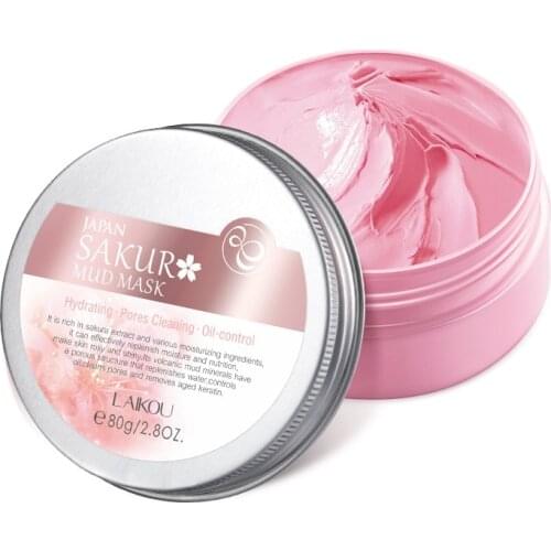New Sakura Clay Facial Mask Deep Pore Cleansing Removes Blackhead Moisturizing Hydration Whitening Firming Skin Mask