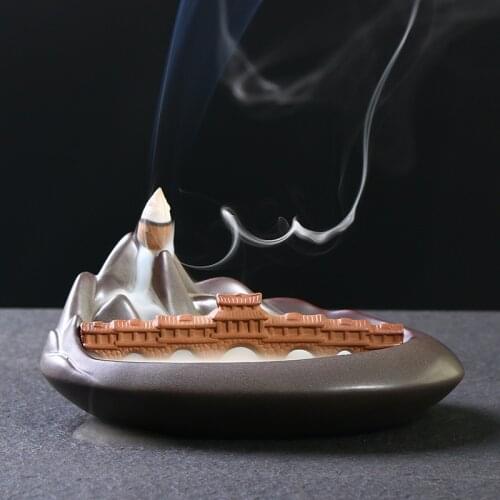 Newest Incense Holder Waterfall Free Cone Incense Zen Smoke Fountain Ceramic Incense Burner Backflow Living Room Home Decoration