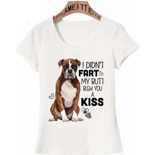 Cool Fashion Women Short Sleeve Boxer Dog Art Print T-Shirt Female Funny Casual Tops Cute Girl White Tee shirt