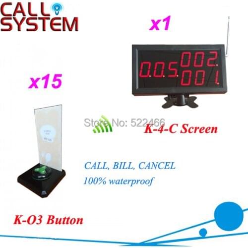 New arrival Service Paging System for restaurant with 15 wireless call button and 1 number display