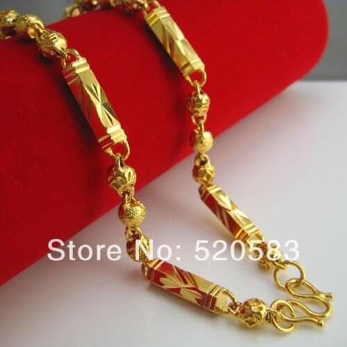 18K gold hexagon bead lovers of high-end mens necklace