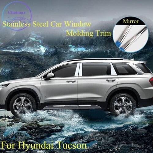 Stainless Steel Bar Car Window Molding Trim for Hyundai Tucson 2006-2012 2019 Car Door Window Bright Strip Decoration Accessory