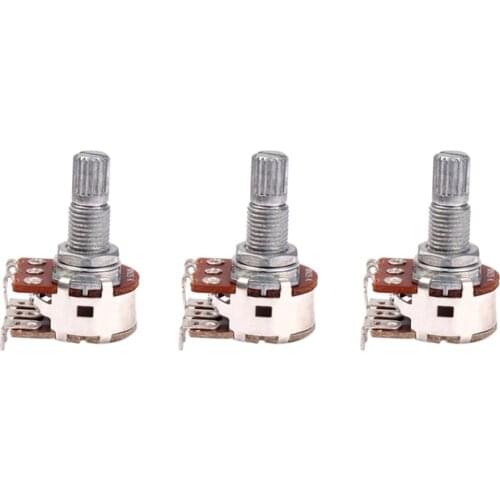 New 3 Pcs Double Balance Stacked Knurled Stalk Guitar Bass Volume Tone Control Pots Potentiometer Switch MN25K